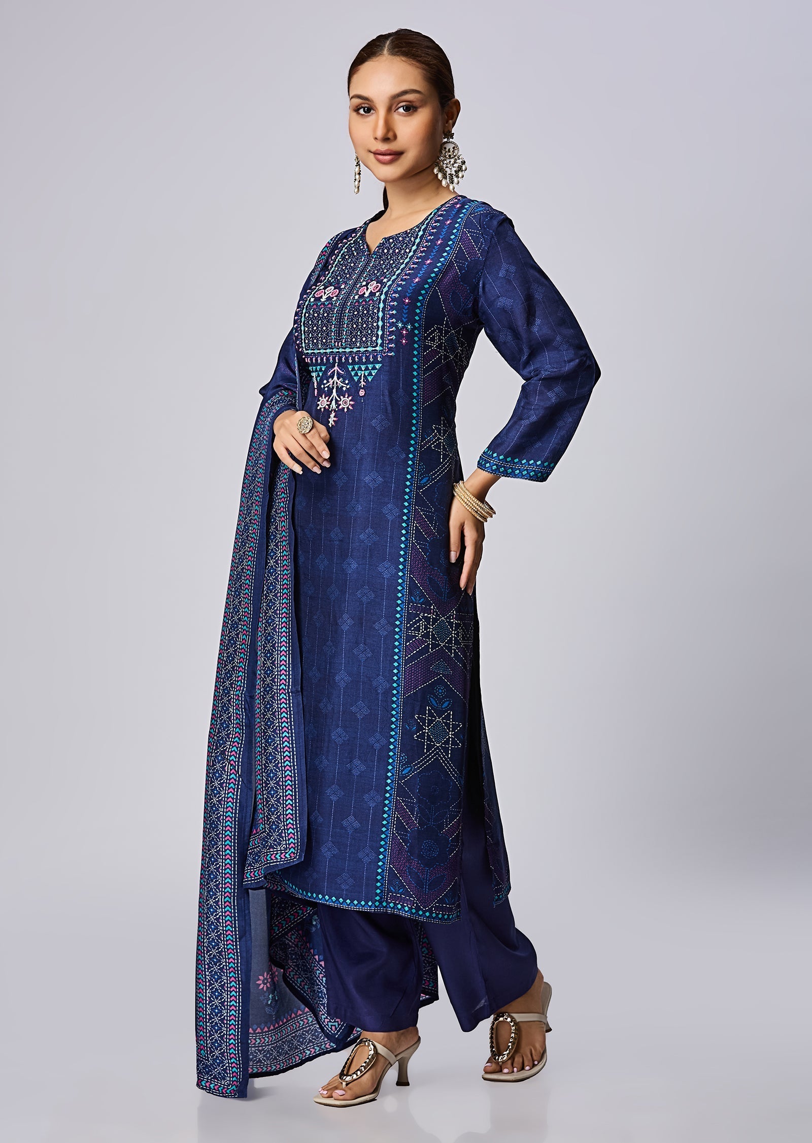 Navy Blue Modal Straight Cut Suit