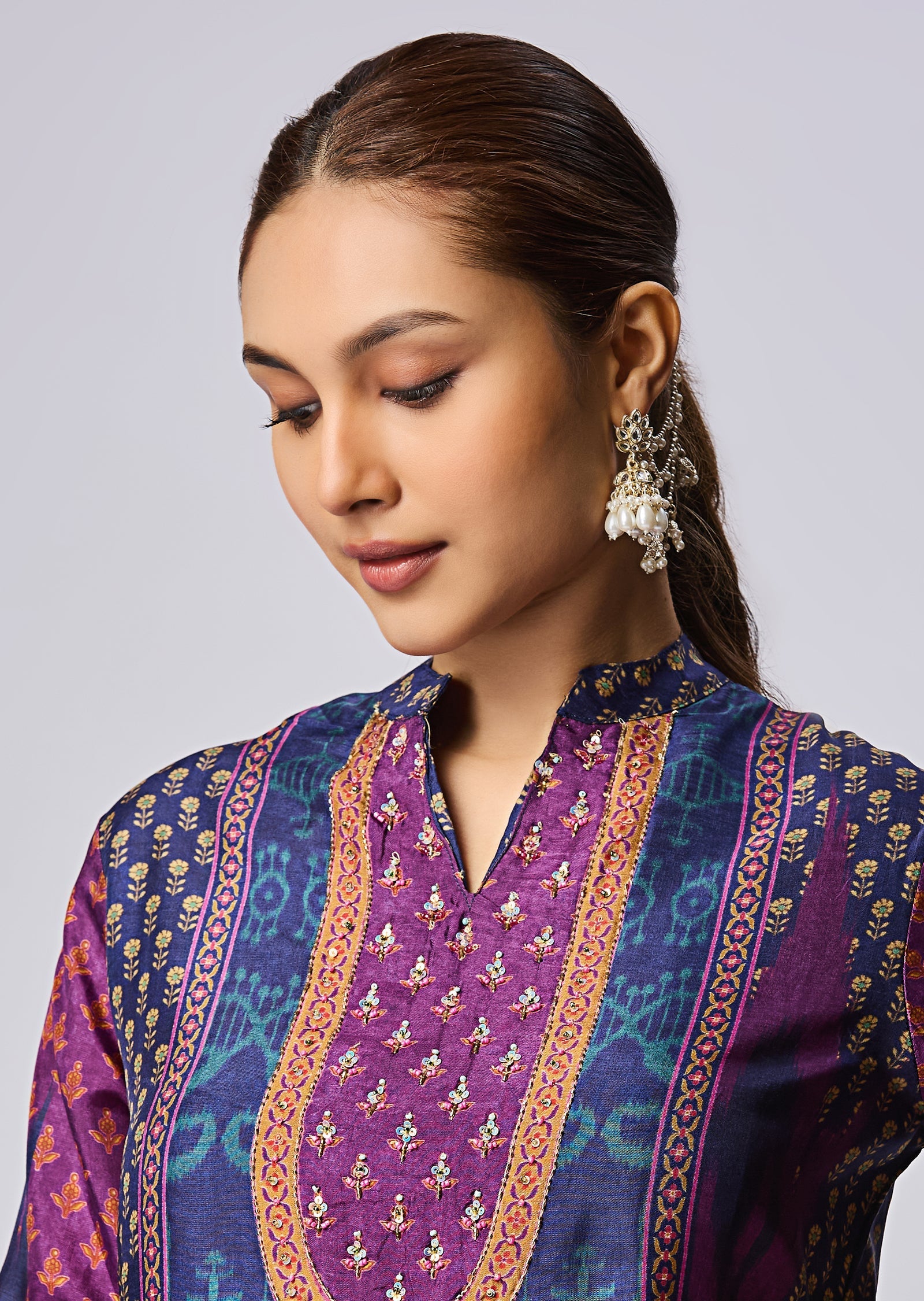 Navy Blue Dola Silk Straight Cut Suit