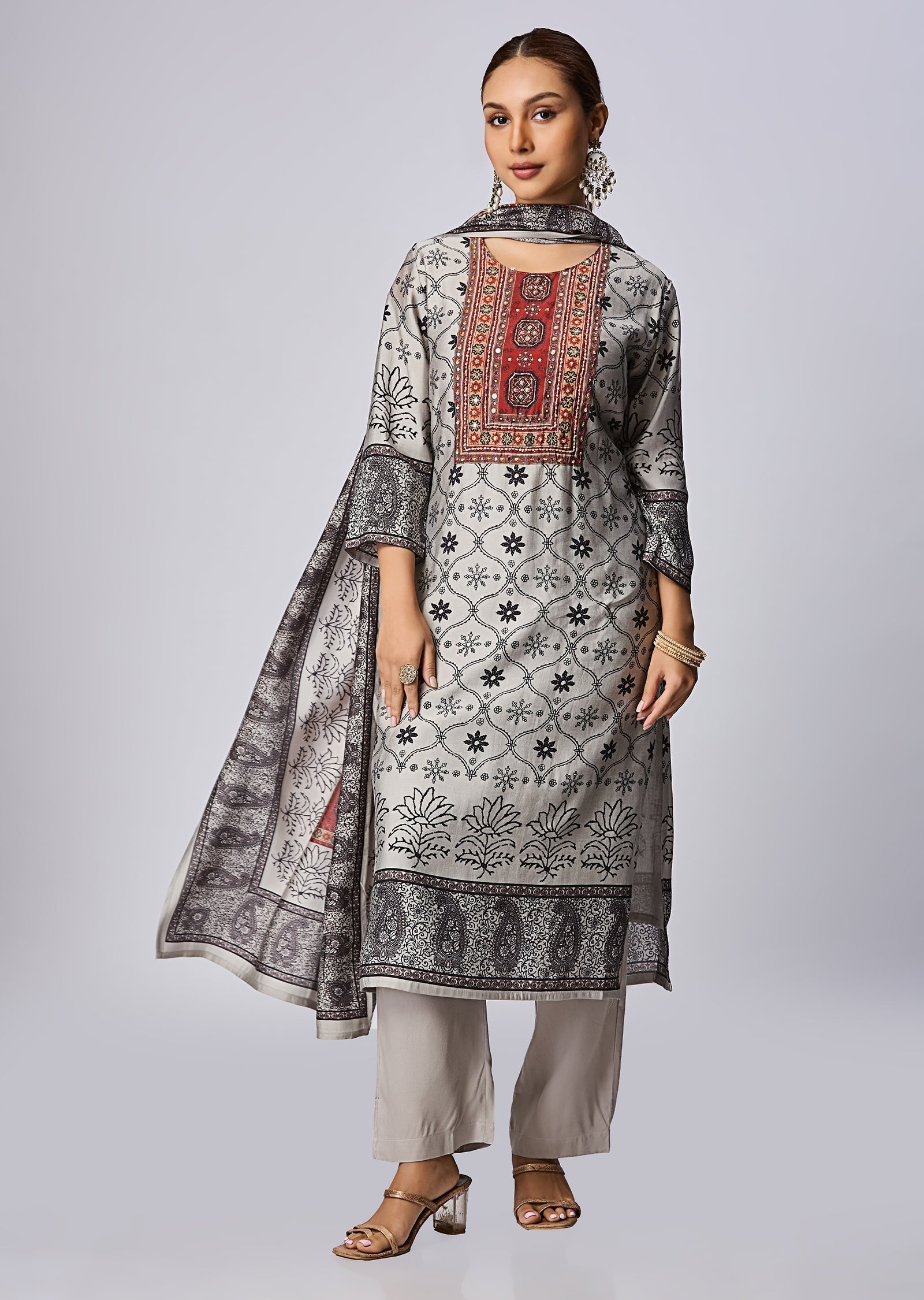 Grey Dola Silk Straight Cut Suit