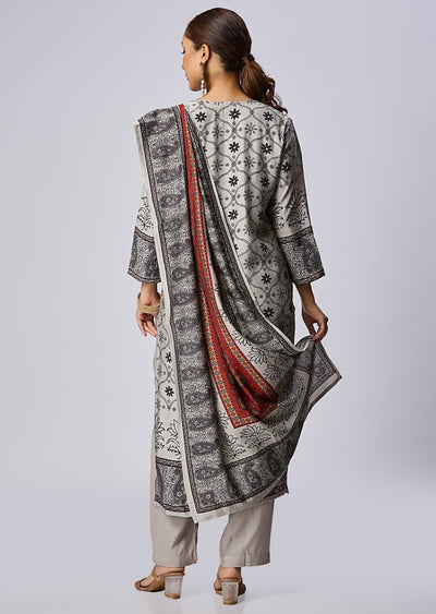 Grey Dola Silk Straight Cut Suit