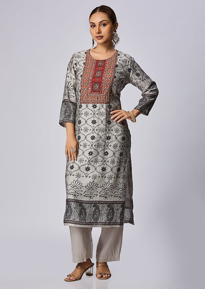 Grey Dola Silk Straight Cut Suit