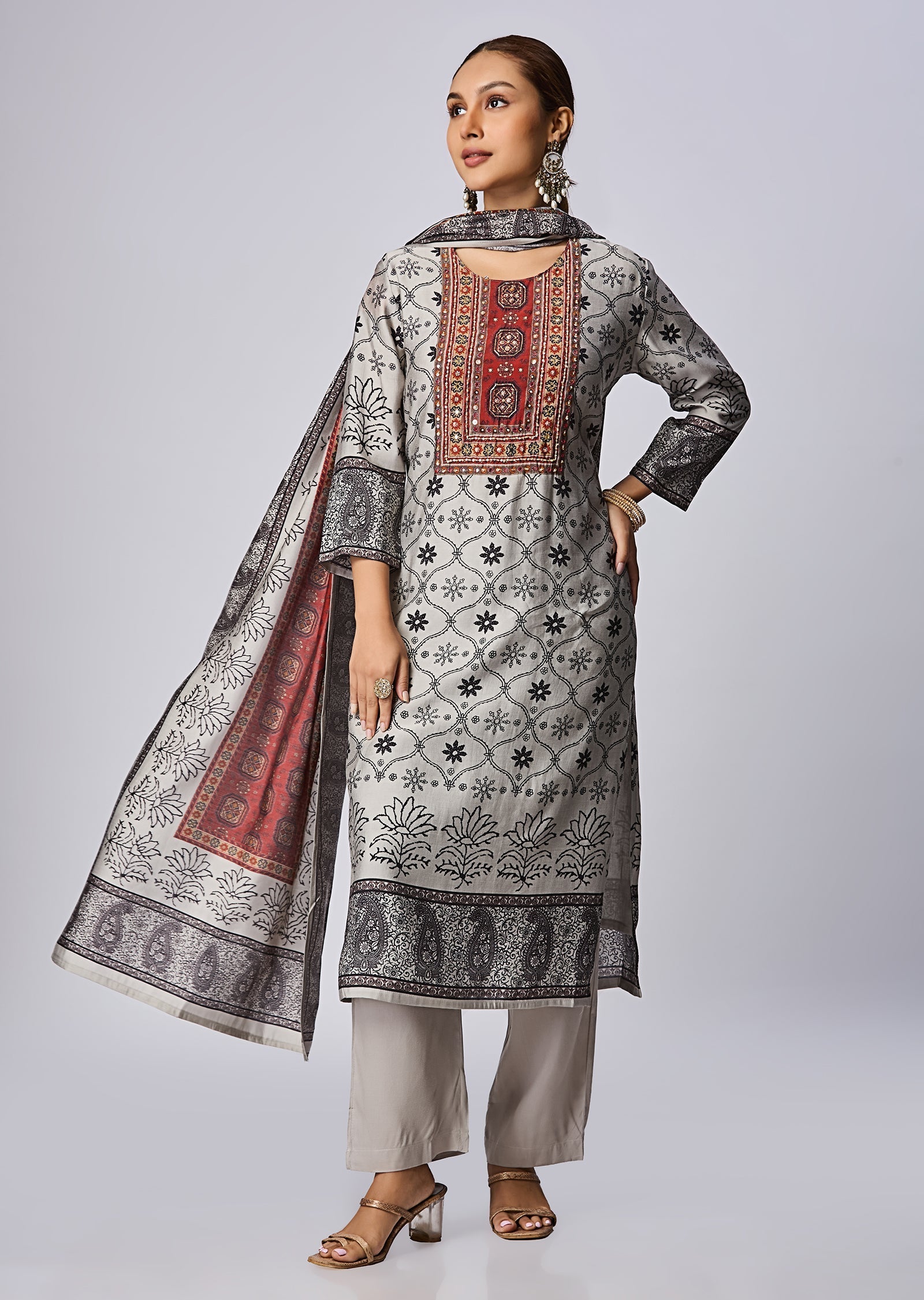 Grey Dola Silk Straight Cut Suit