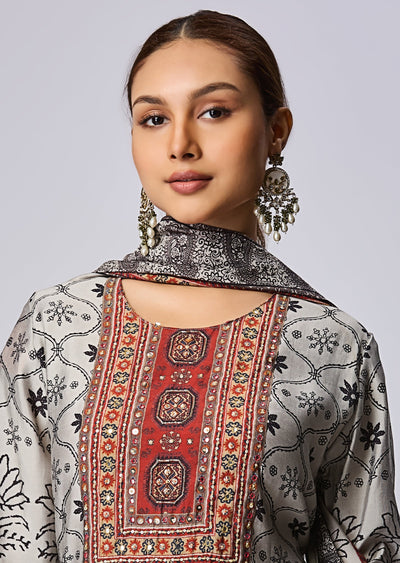 Grey Dola Silk Straight Cut Suit