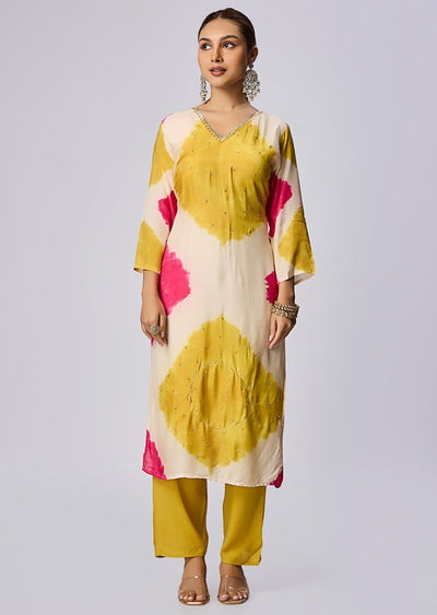 Yellow Dola Silk Straight Cut Suit