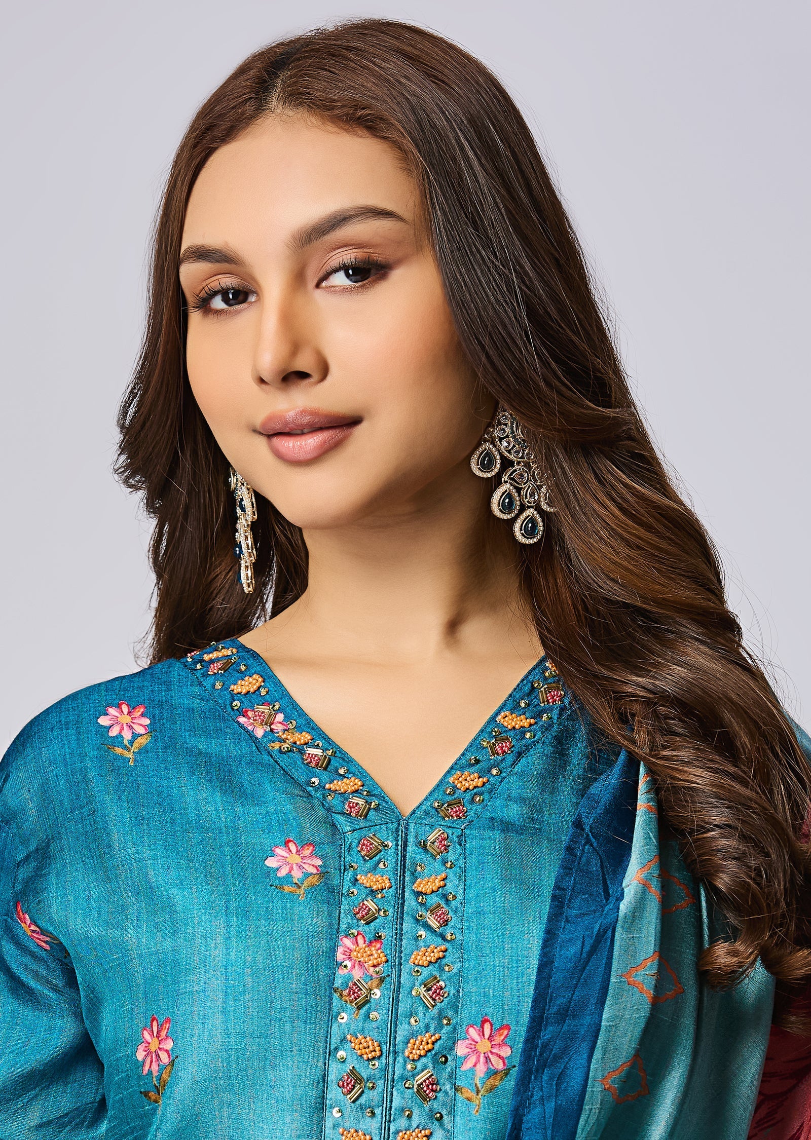 Dusty Blue Dola Silk Straight Cut Suit