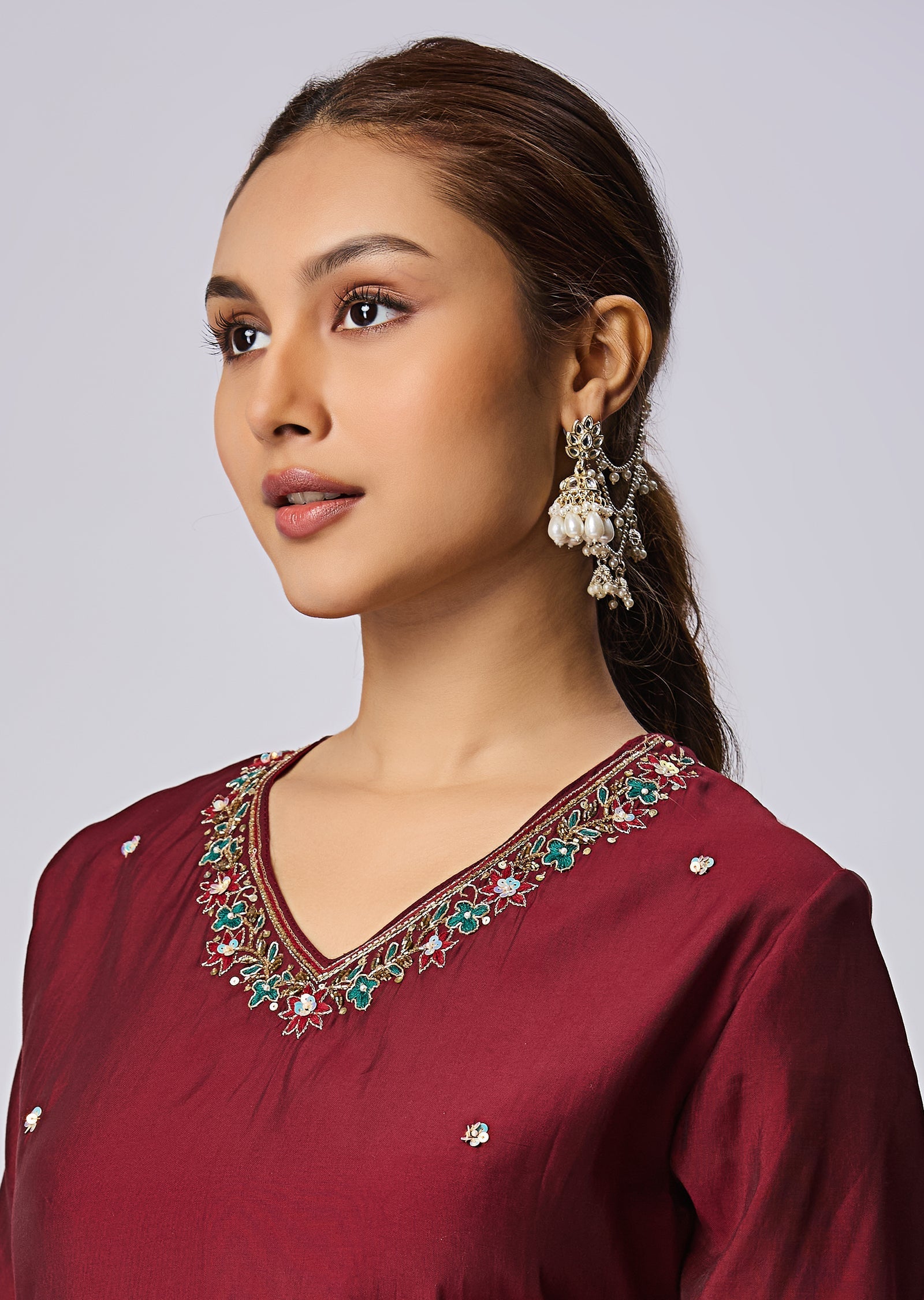 Dark Maroon Russian Silk Straight Cut Suit