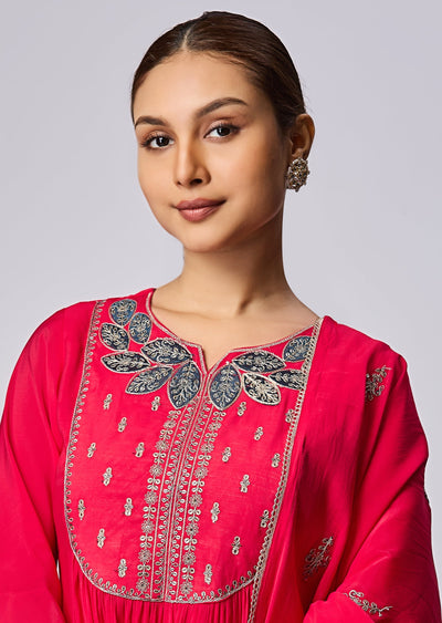 Rani Pink Russian Silk Anarkali Suit