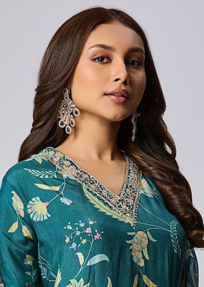 Rama Green Dola Silk Straight Cut Suit