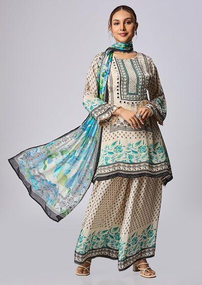 Beige Crepe Anarkali Suit