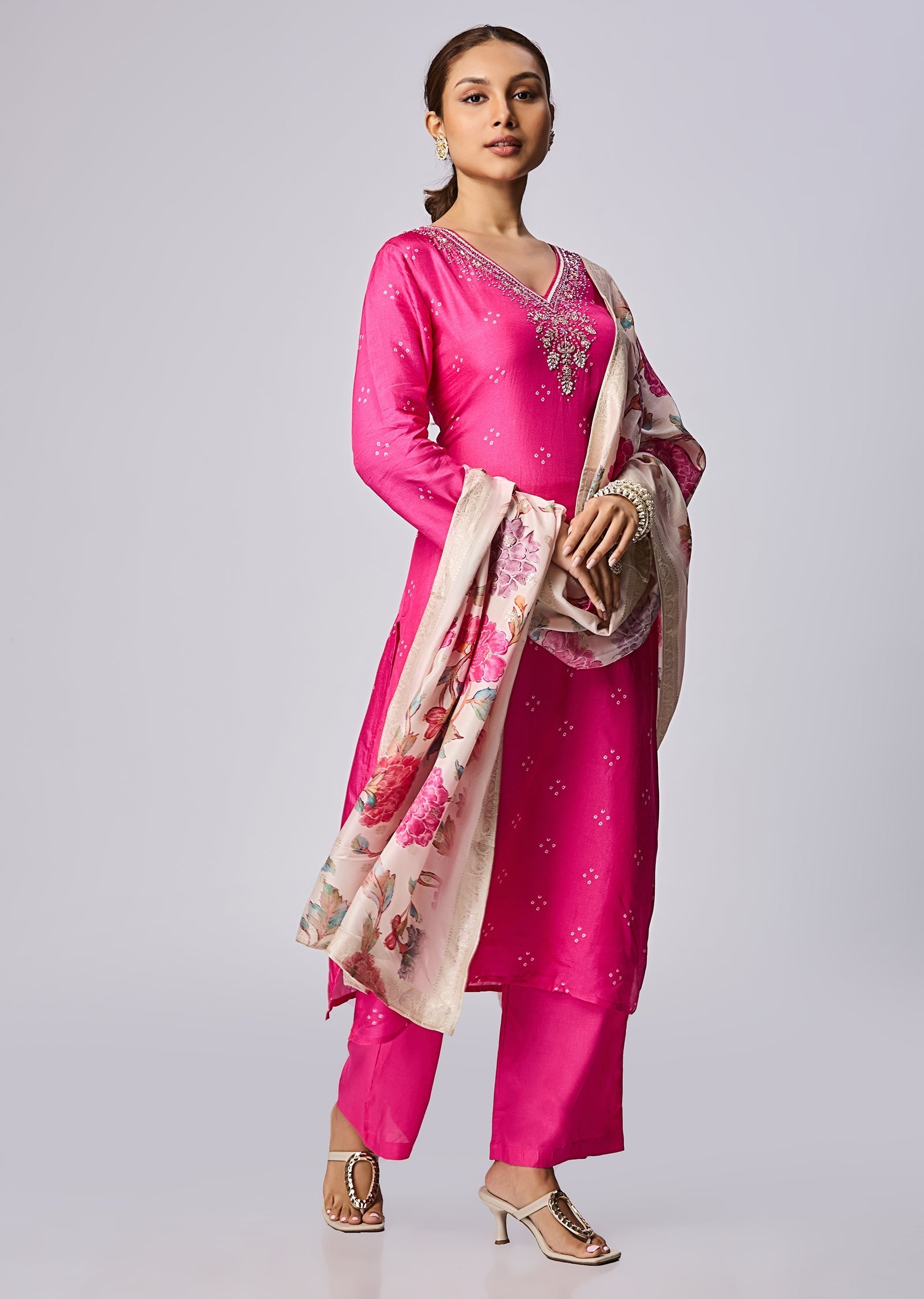 Rani Pink Silk Straight Cut Suit
