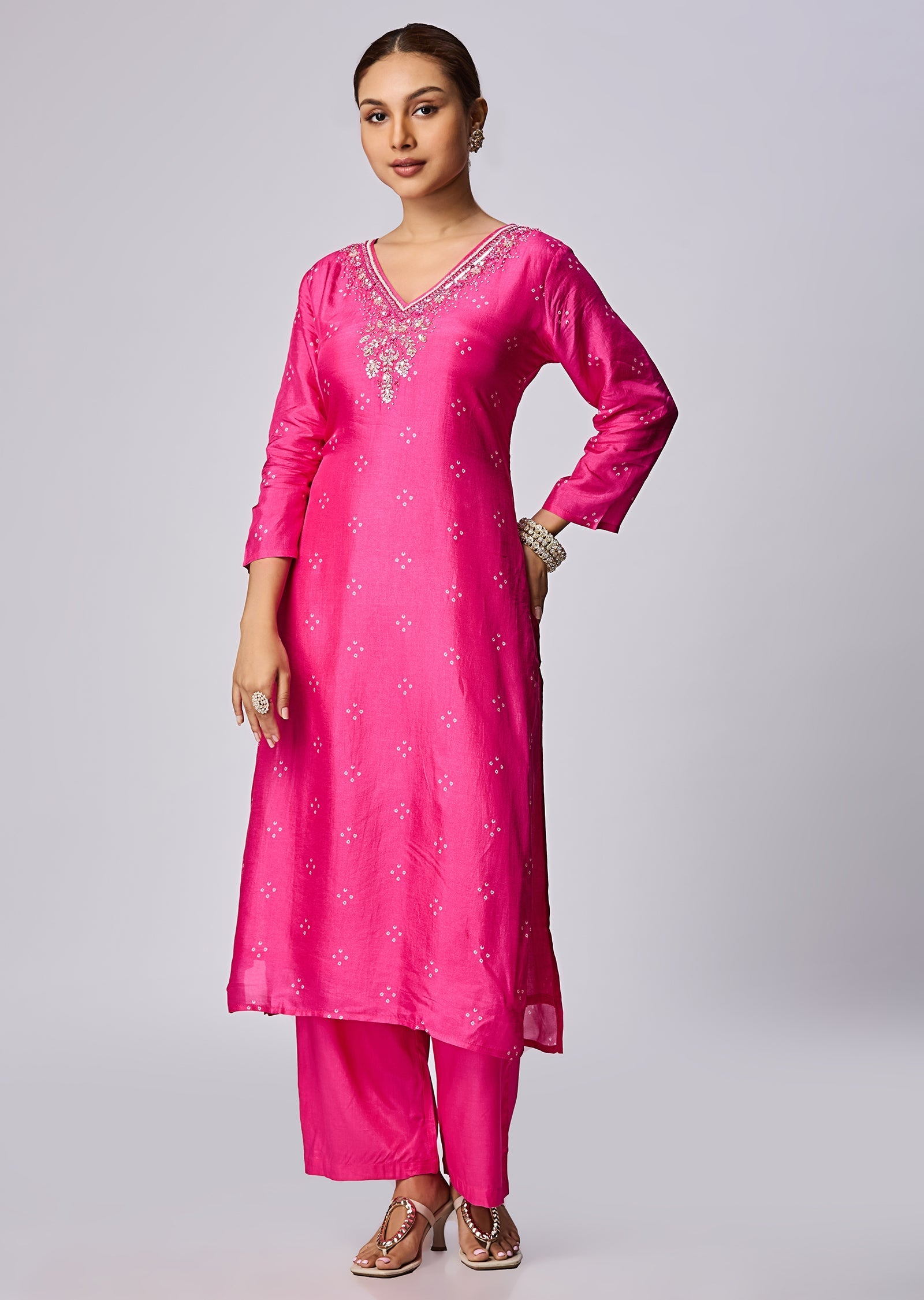 Rani Pink Silk Straight Cut Suit