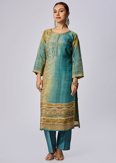 Green Tissue Straight Cut Suit