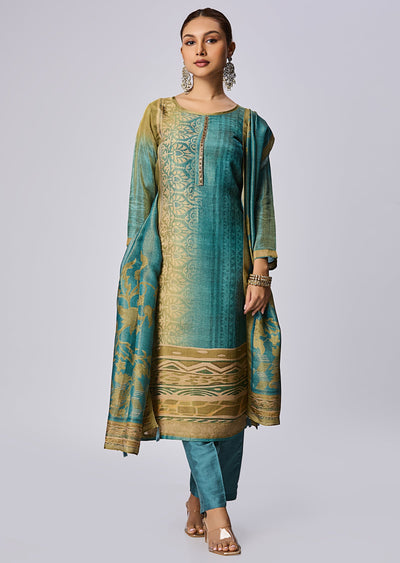 Green Tissue Straight Cut Suit