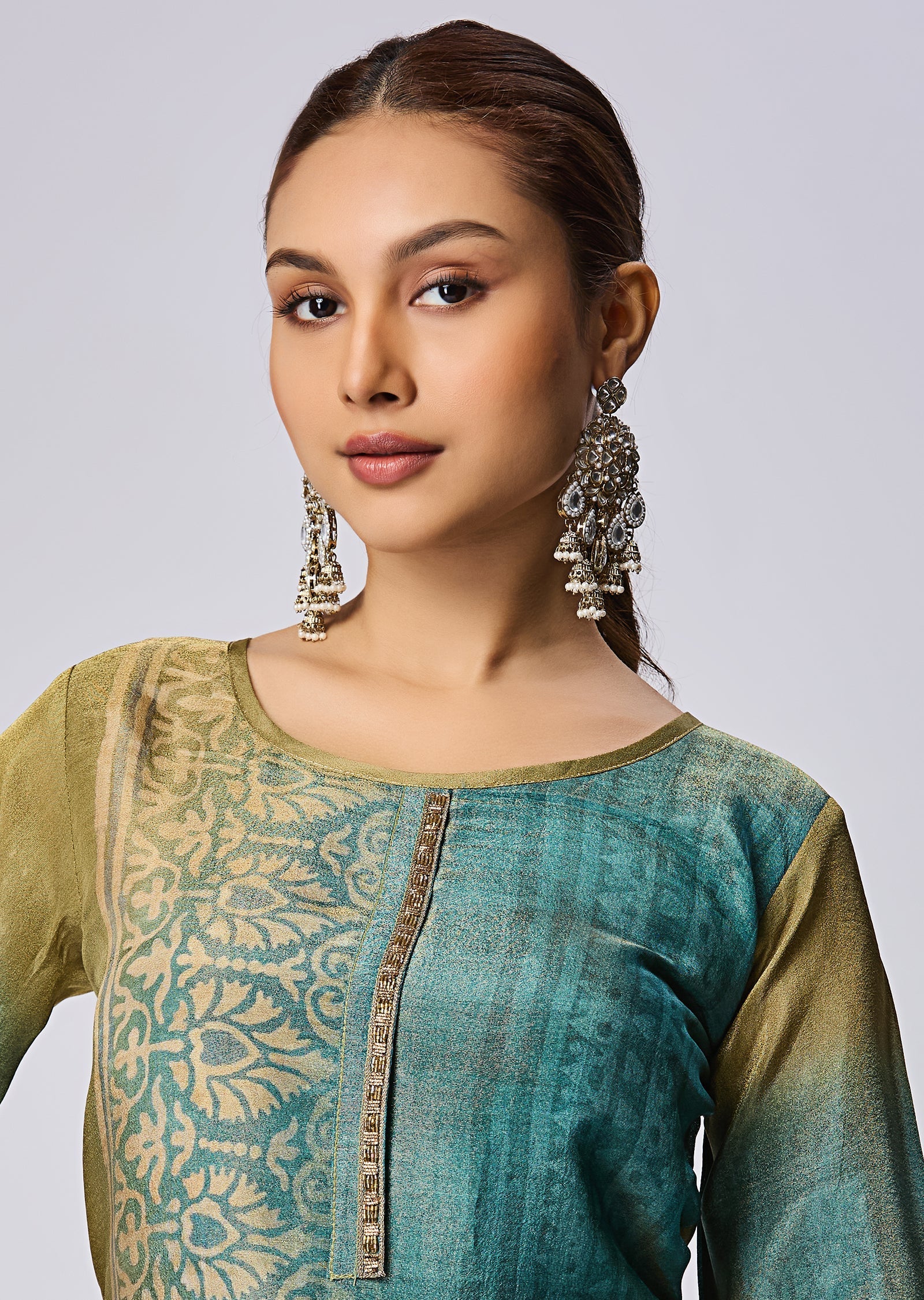 Green Tissue Straight Cut Suit