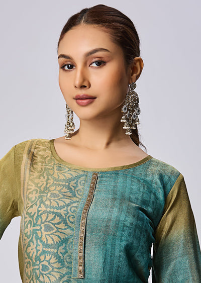 Green Tissue Straight Cut Suit