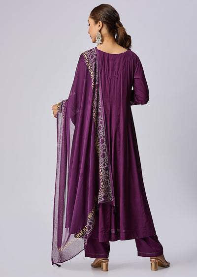 Purple Gold Anarkali Suit