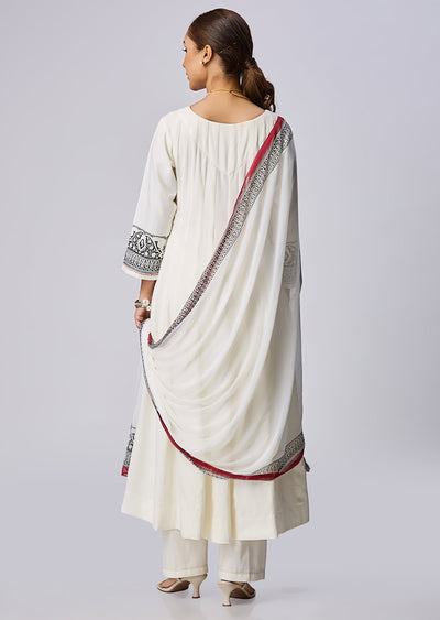 Off White Gold Anarkali Suit