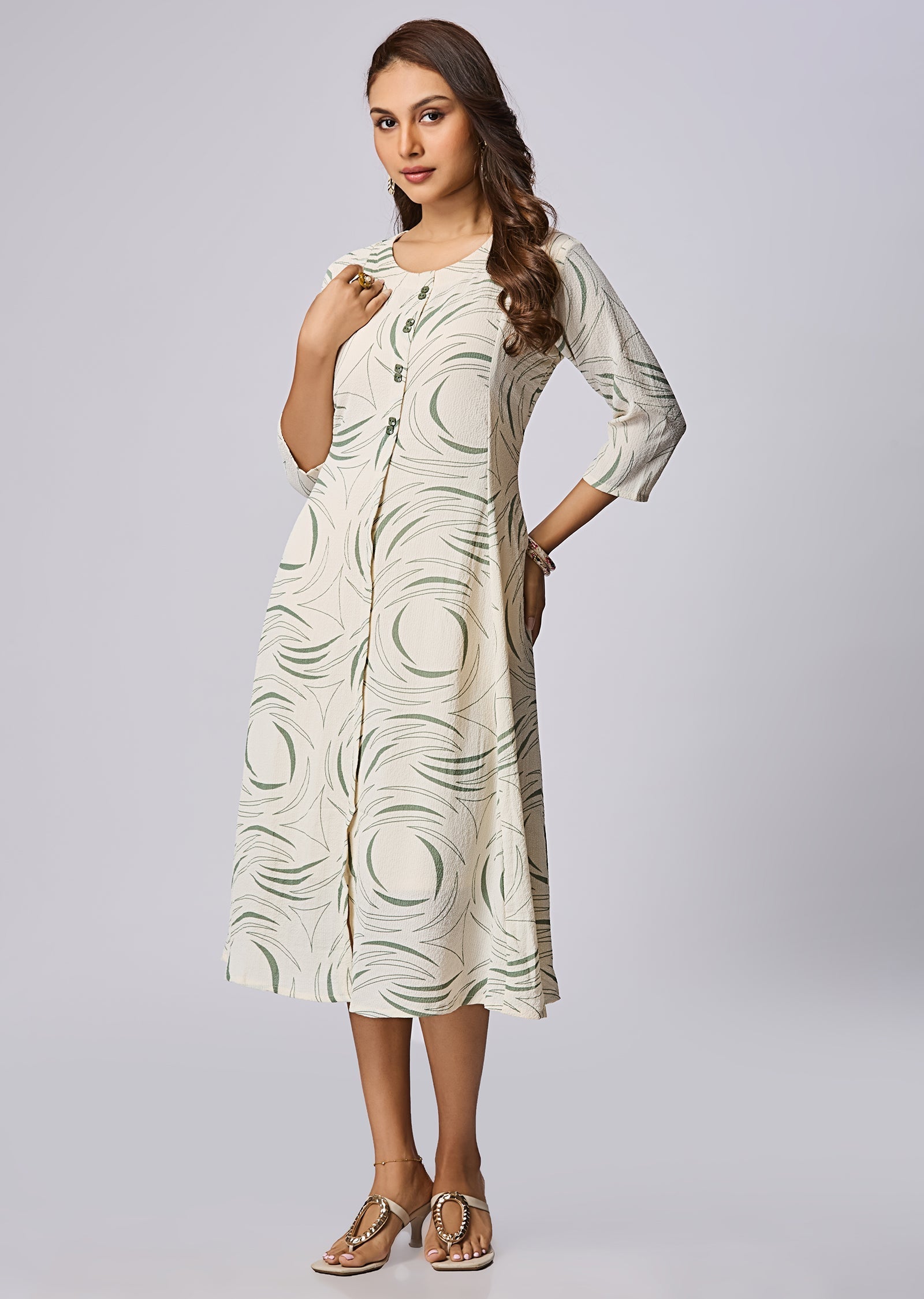 Mehendi Green Midi Dress