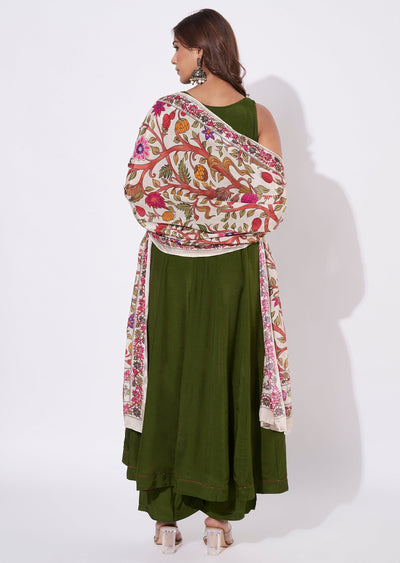 Mehendi Green Silk Anarkali Suit