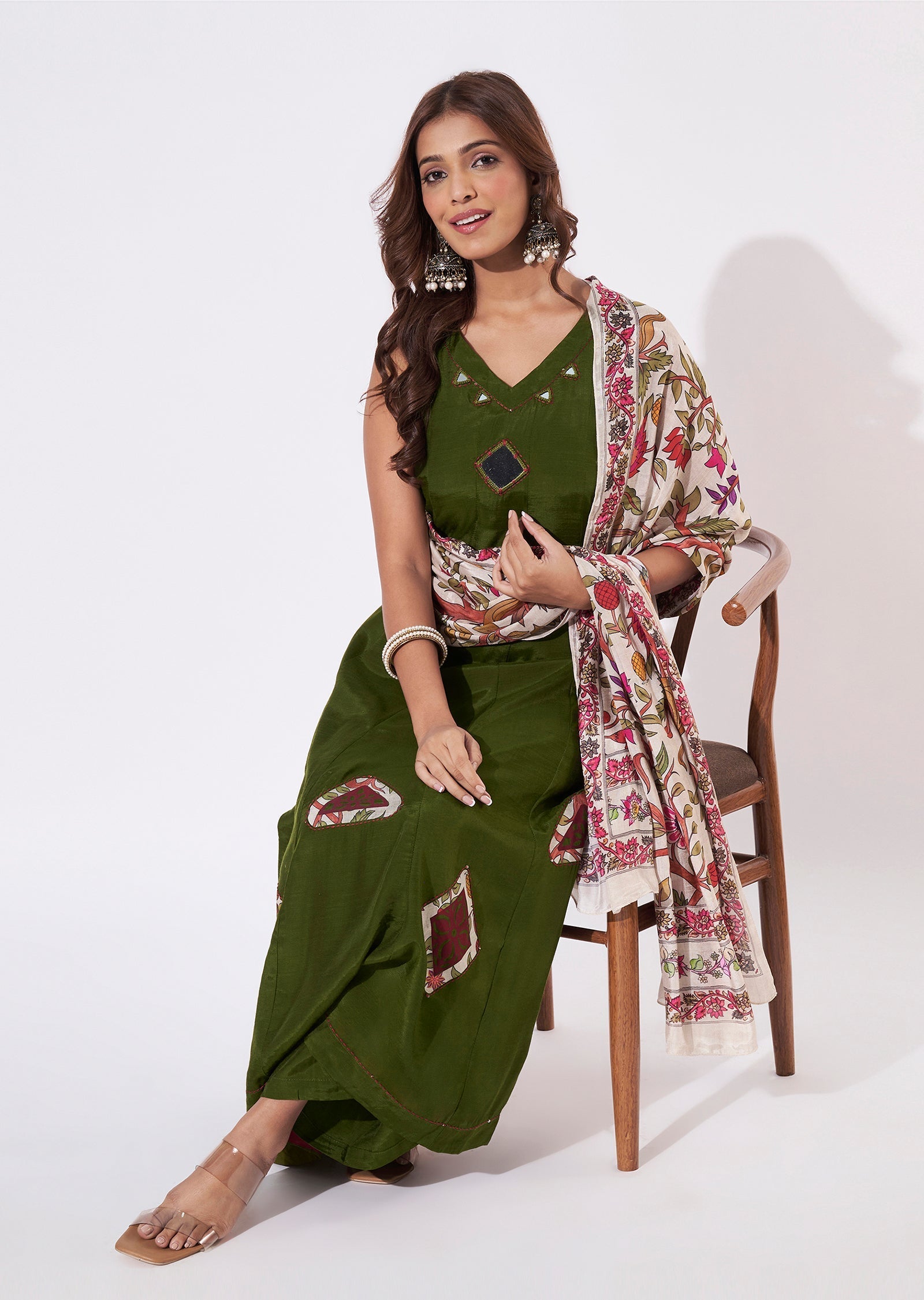 Mehendi Green Silk Anarkali Suit