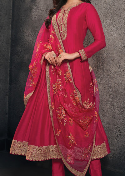 Pink Silk Anarkali Suit