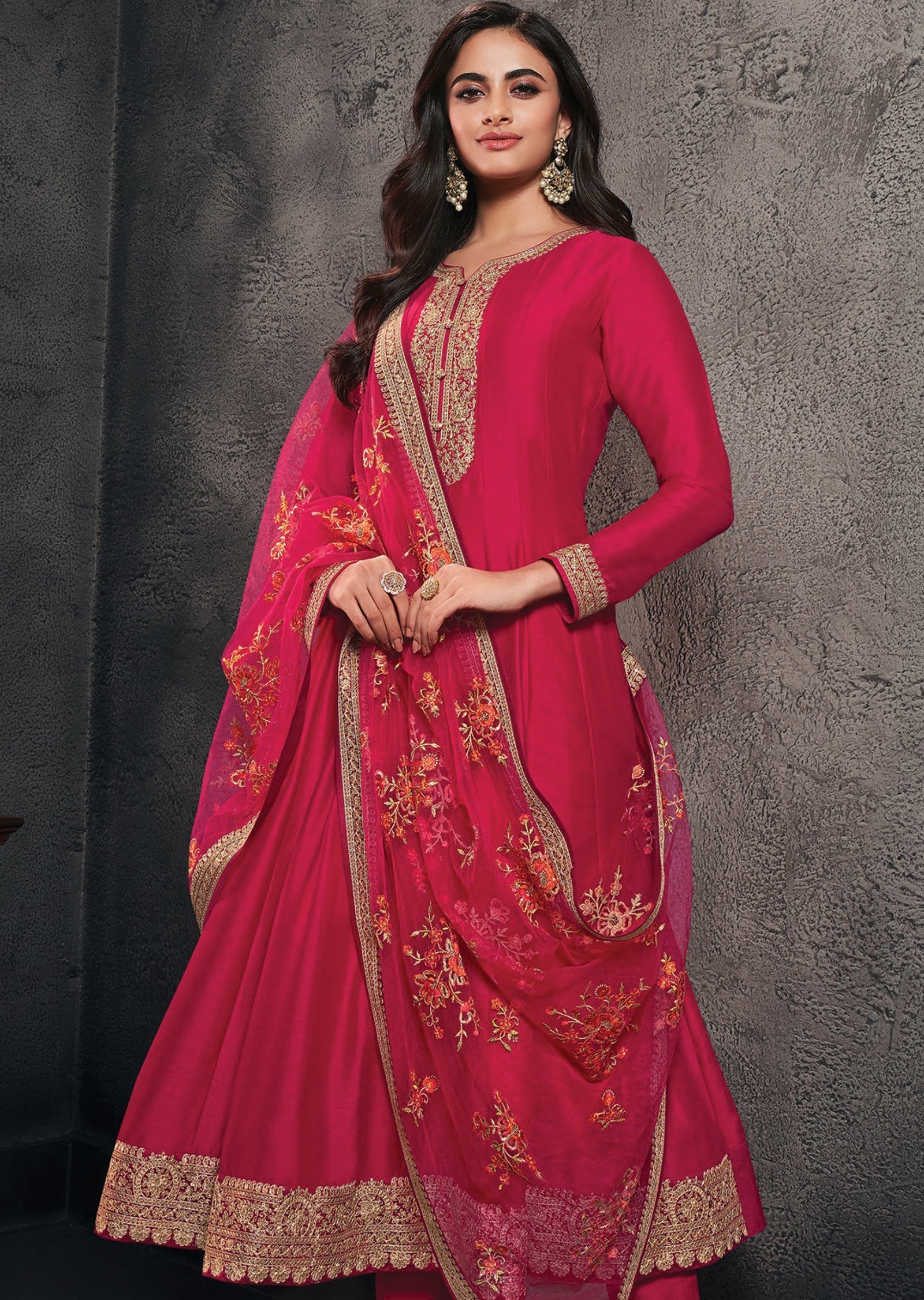 Pink Silk Anarkali Suit