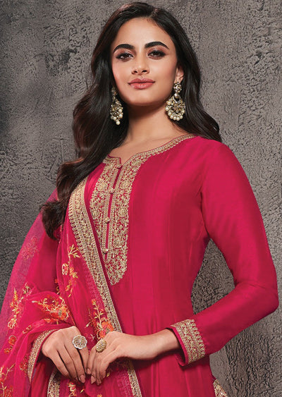 Pink Silk Anarkali Suit