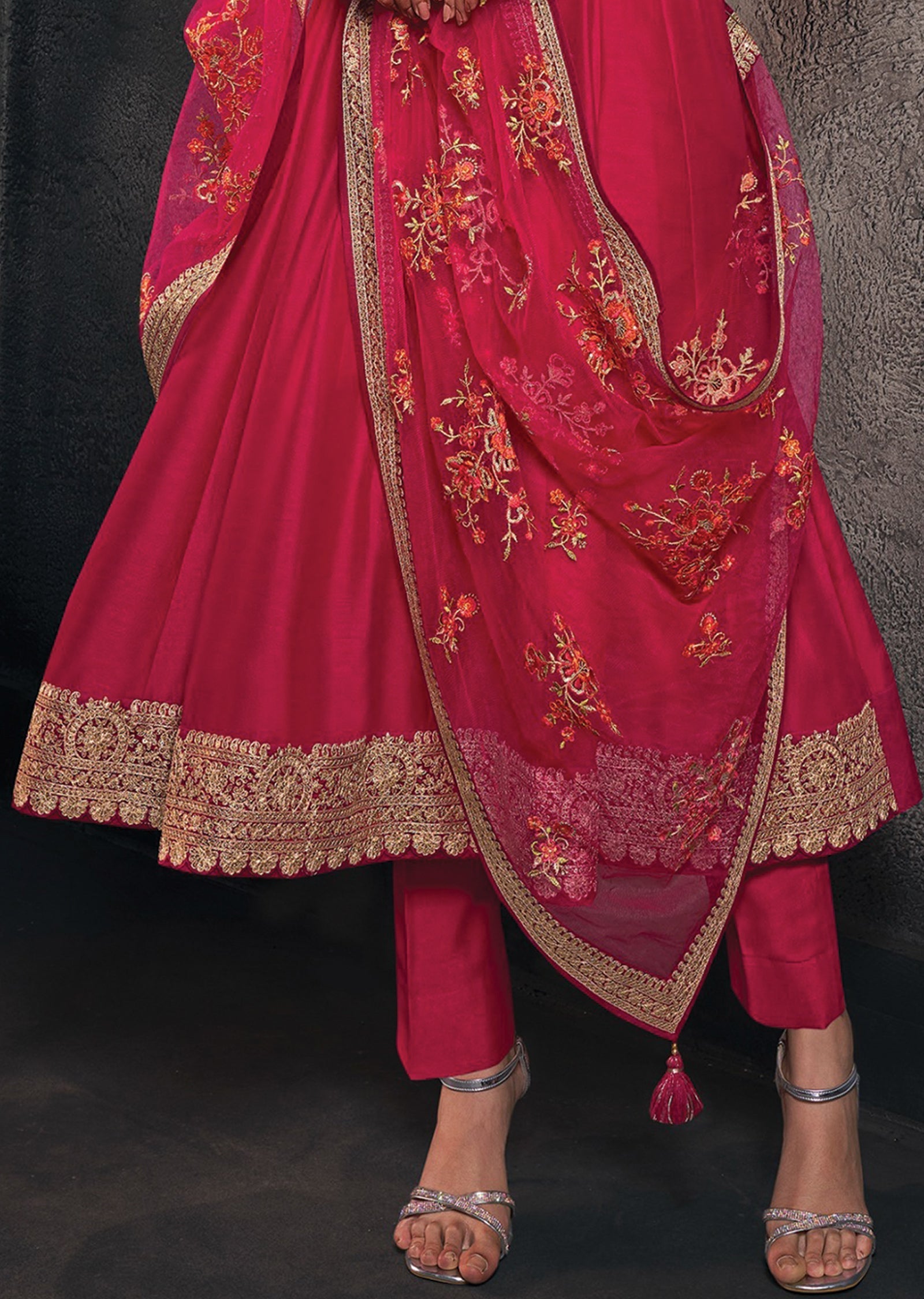 Pink Silk Anarkali Suit