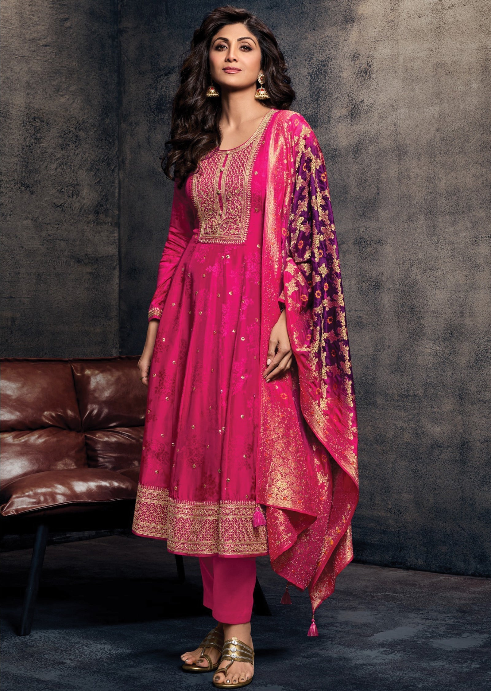 Pink Silk Anarkali Suit