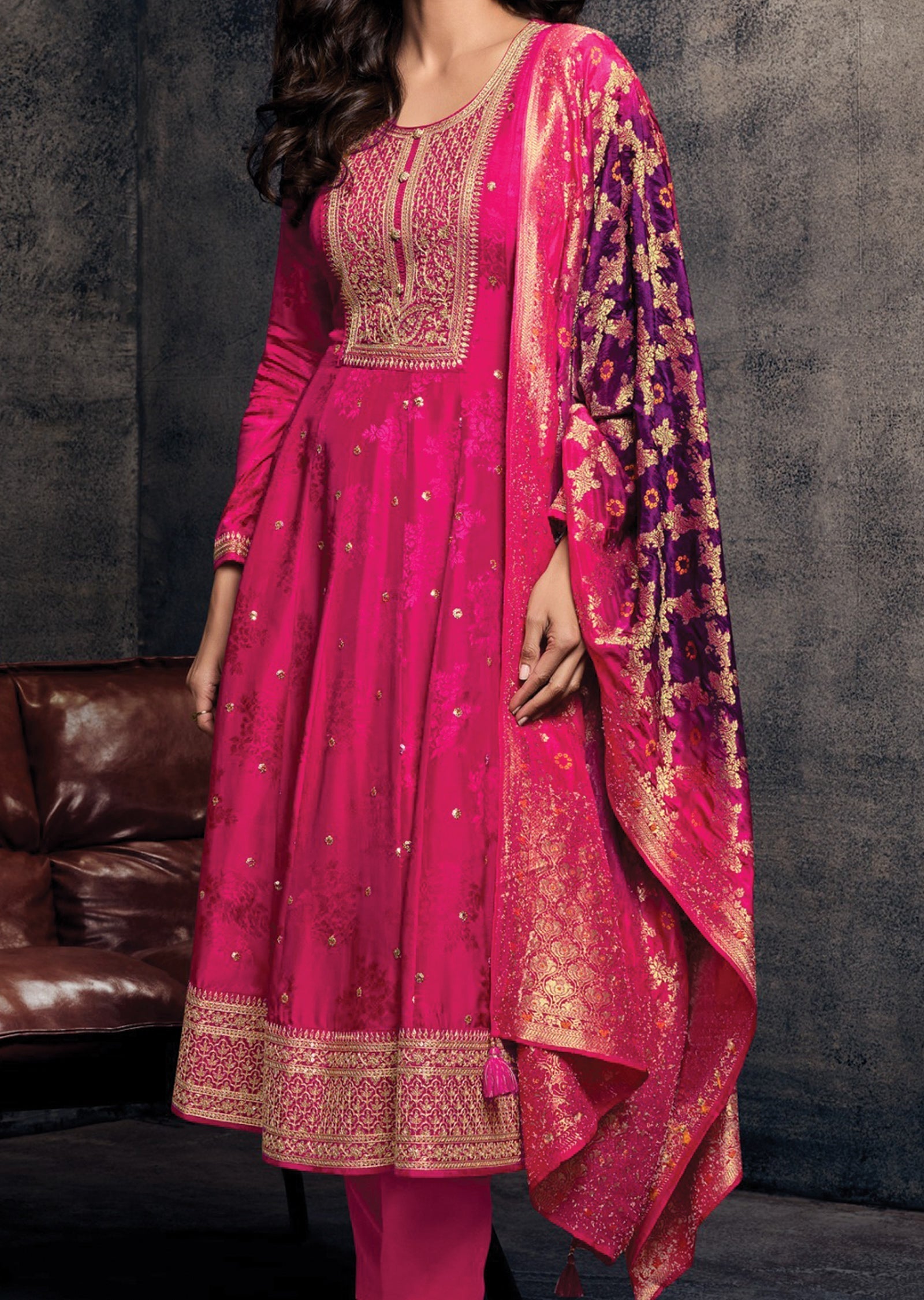 Pink Silk Anarkali Suit