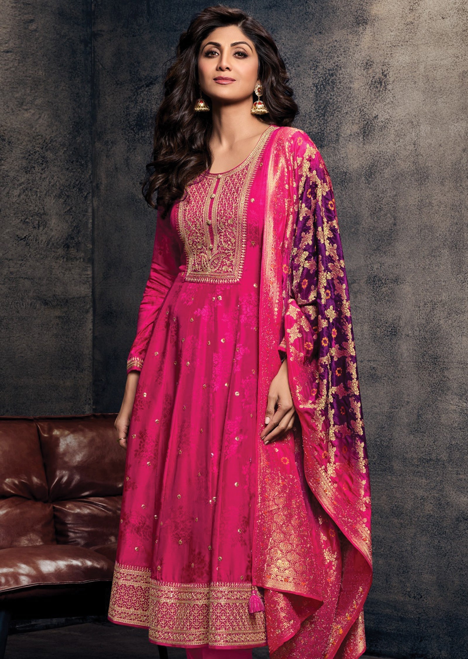 Pink Silk Anarkali Suit