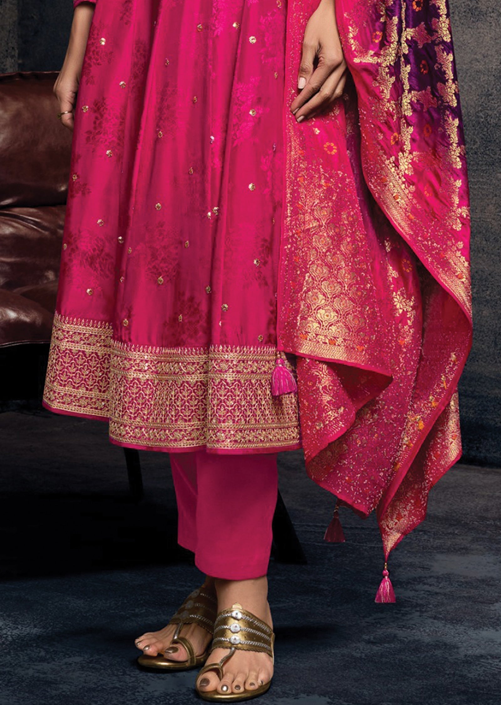 Pink Silk Anarkali Suit