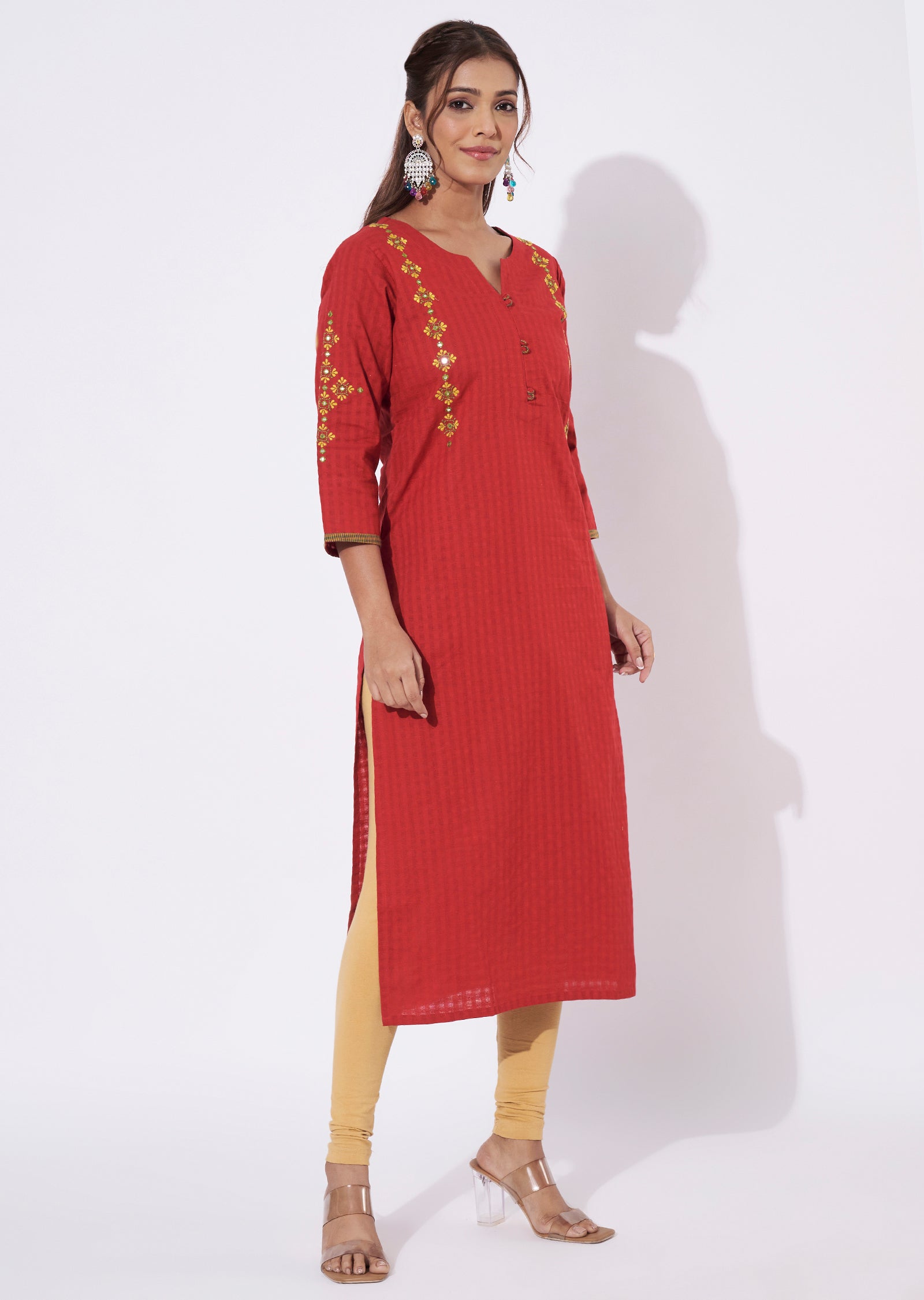 Maroon Cotton Straight Cut