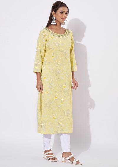Yellow Linen Cotton Straight Cut