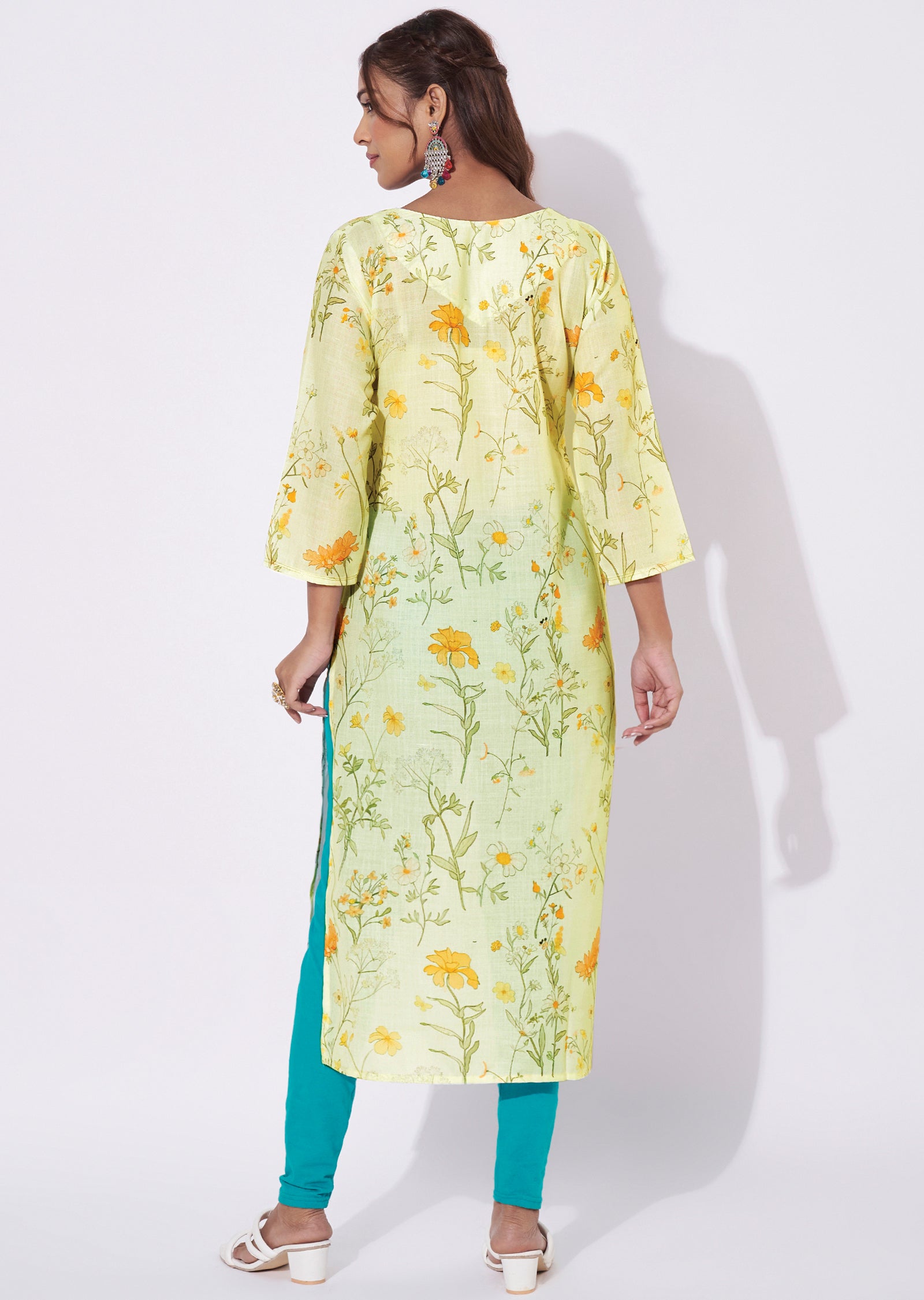 Light Yellow Linen Cotton Straight Cut