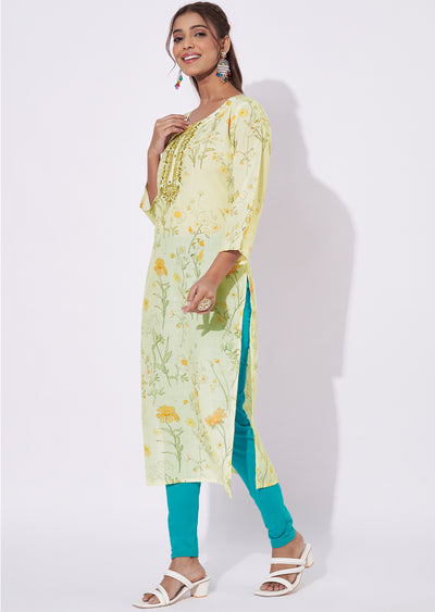 Light Yellow Linen Cotton Straight Cut