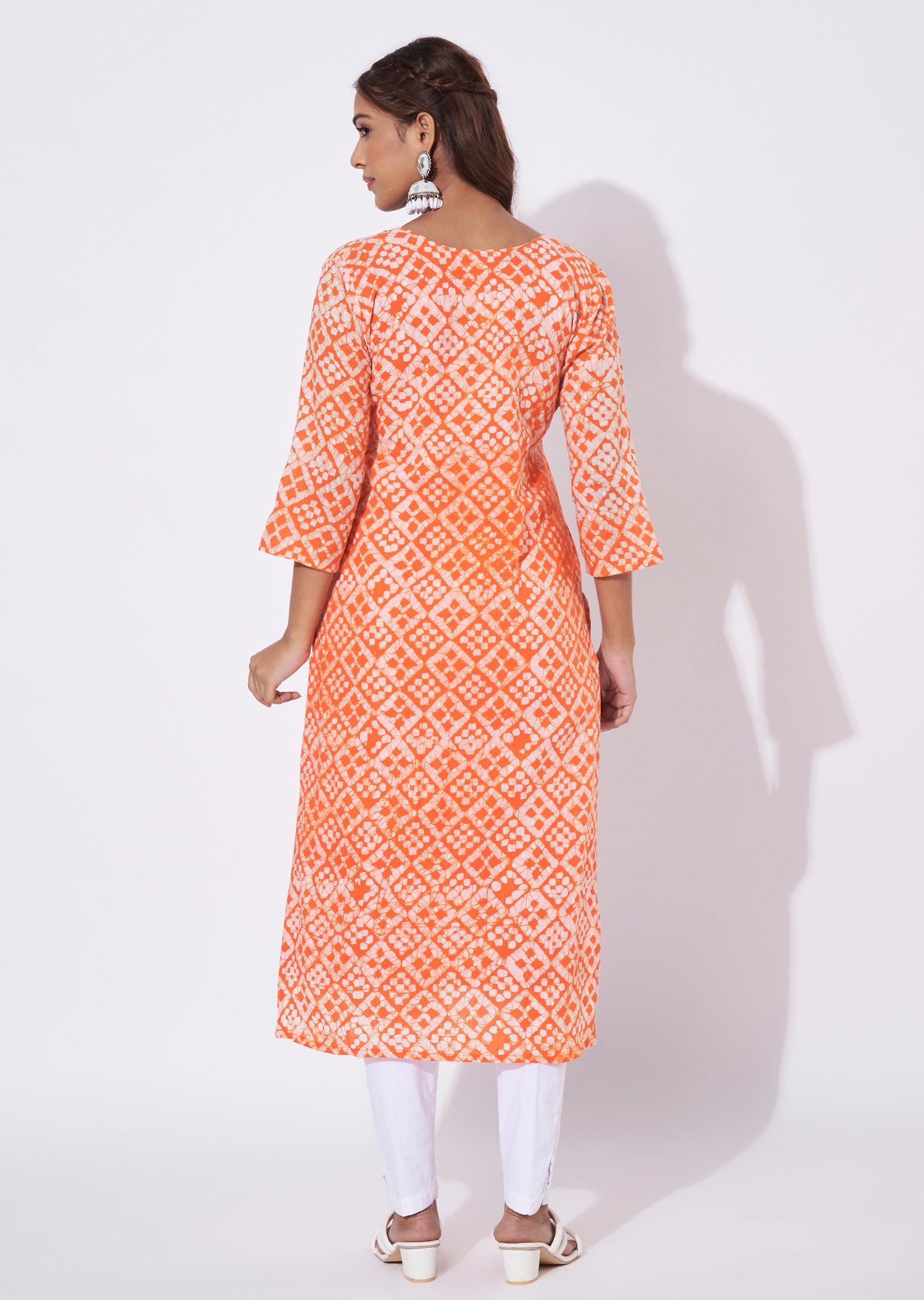 Orange Chanderi Straight Cut