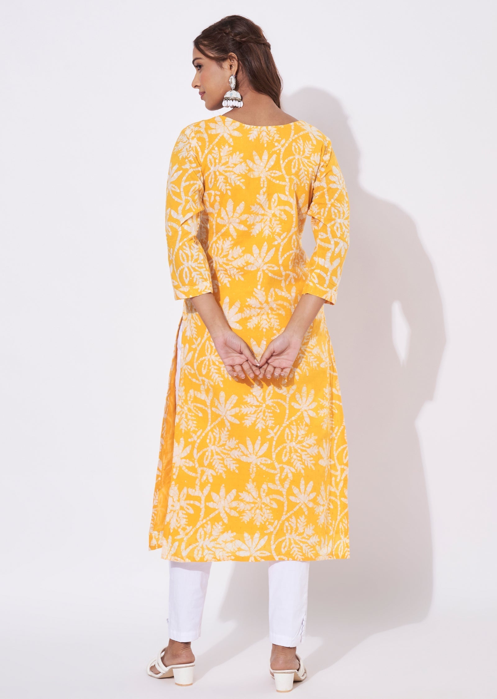 Mustard Chanderi Straight Cut