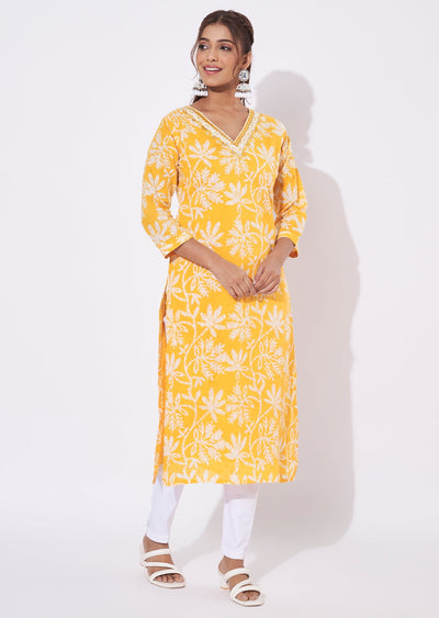 Mustard Chanderi Straight Cut