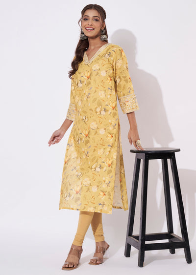 Light Yellow Linen Silk Straight Cut