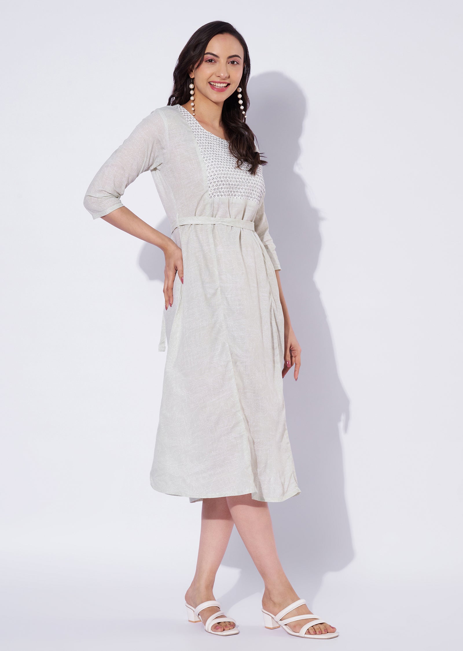 Pista Green Cotton Midi Dress