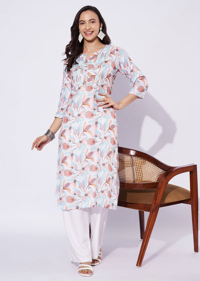 Sea Blue Linen Cotton Straight Cut Top