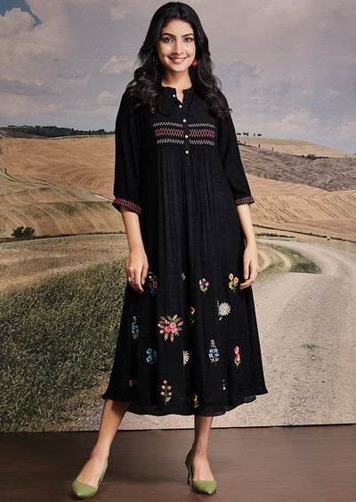 Black Chinnon Frock Kurti