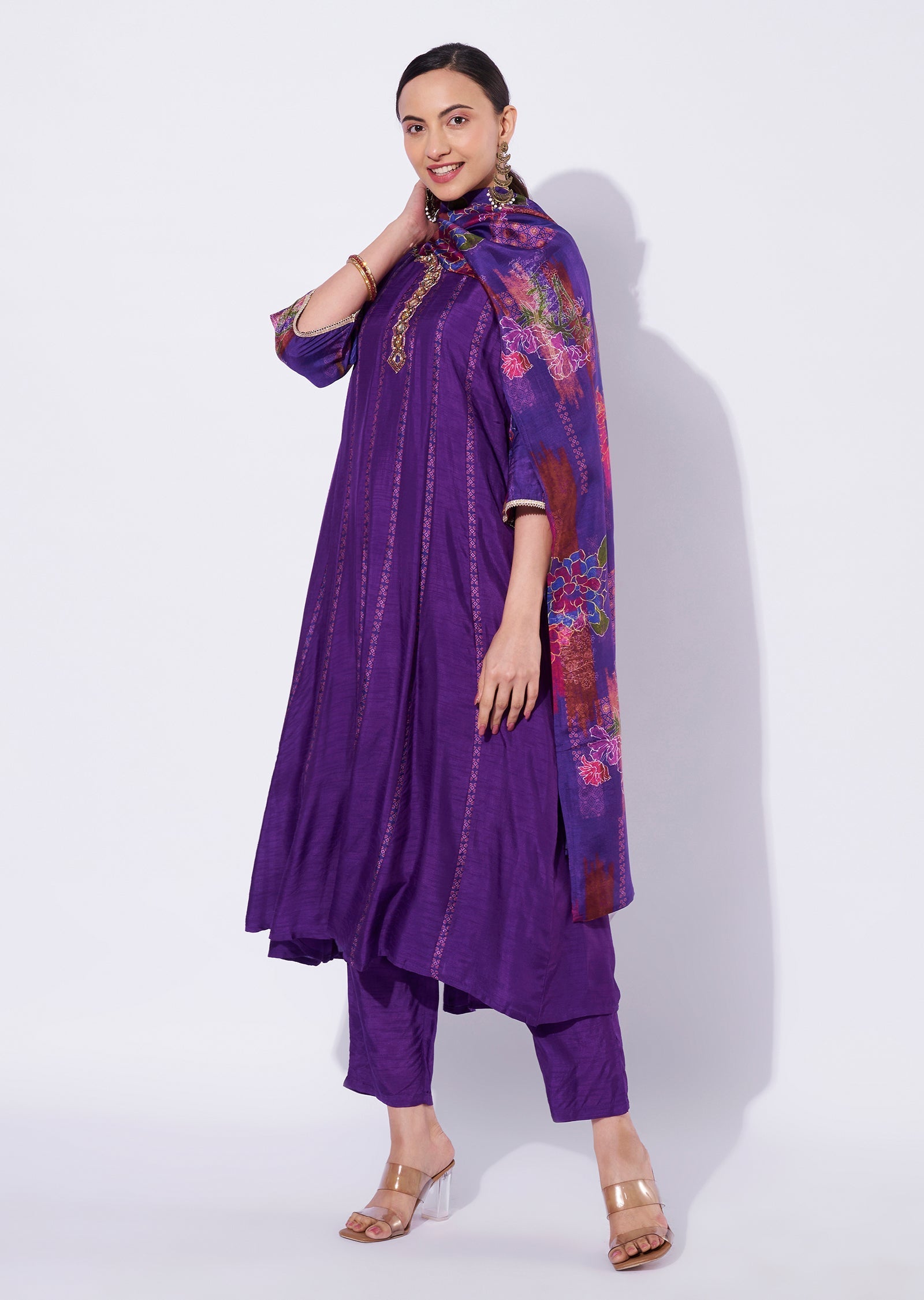 Purple Dola Silk Anarkali Suit