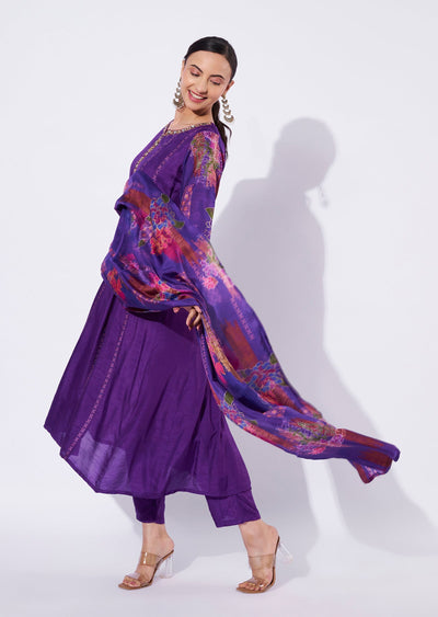Purple Dola Silk Anarkali Suit