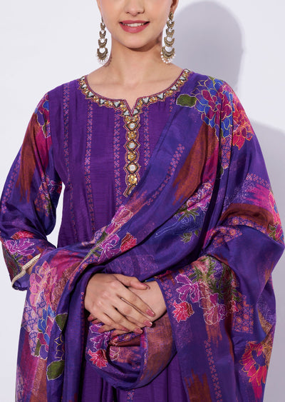 Purple Dola Silk Anarkali Suit