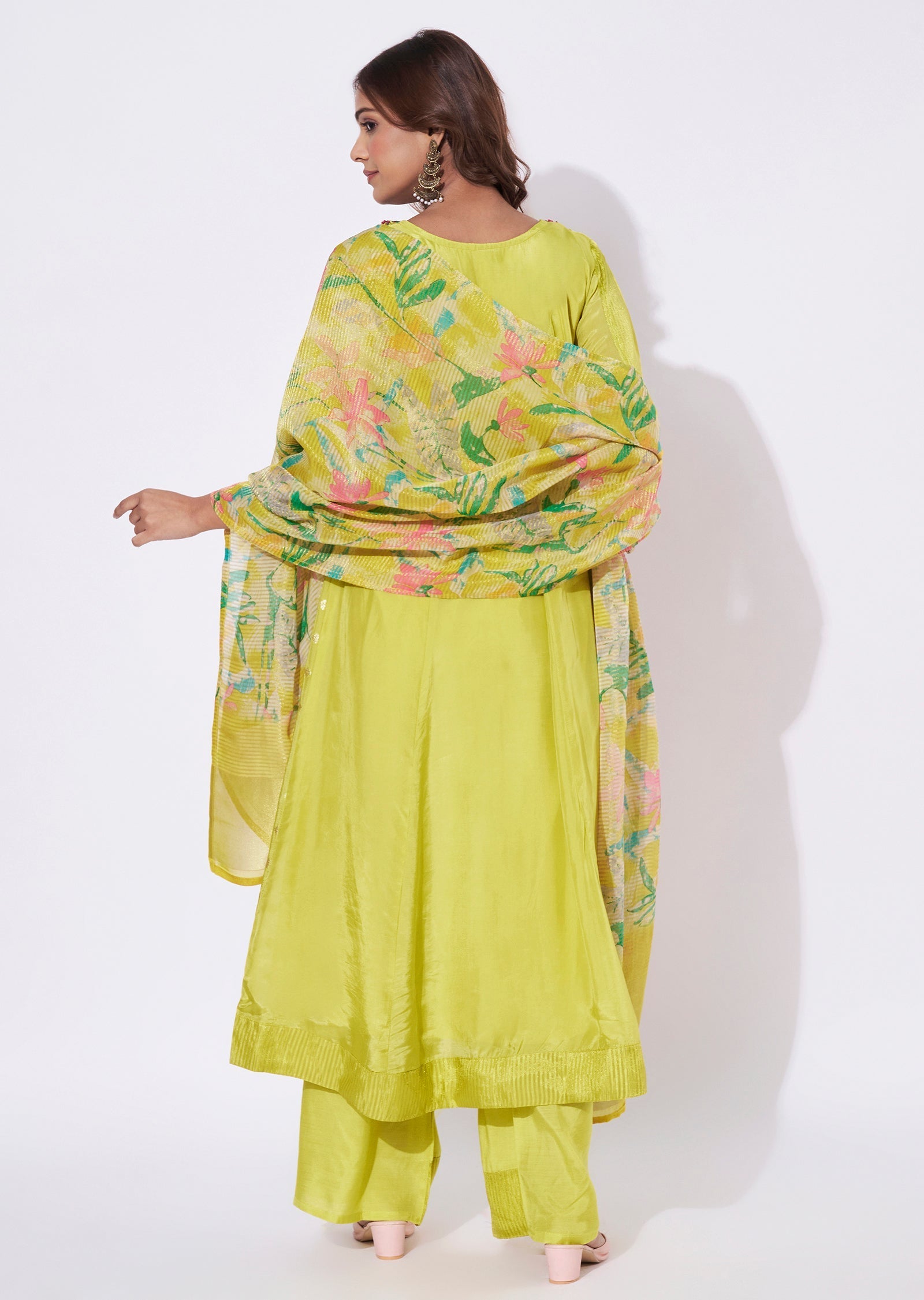 Yellow Banaras Anarkali Suit