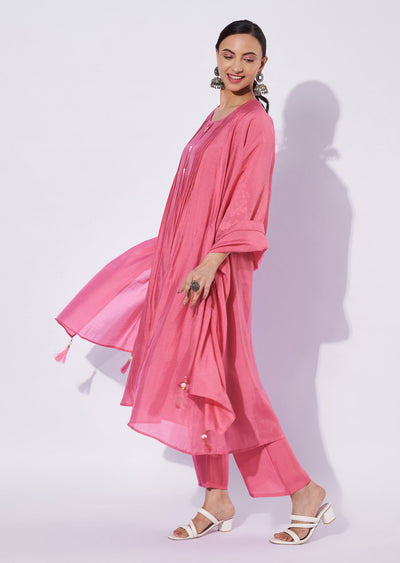 Pink Chanderi Anarkali Suit
