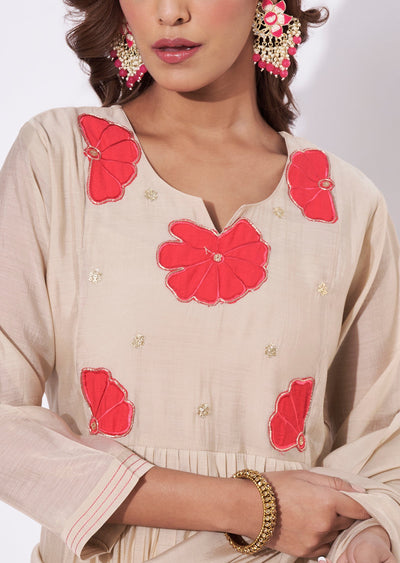 Dark Biege Mal Chanderi Anarkali Suit