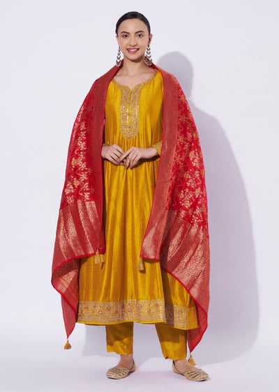 Yellow Georgette Anarkali Suit